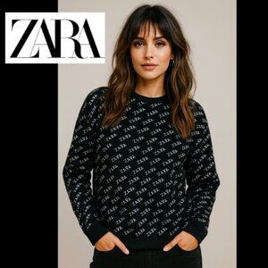 Zara All Over Logo Sweater (Size S)